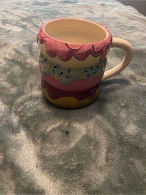 Room Essentials Donut-Stack Ceramic Coffee Mug in Pink, Yellow & Cream